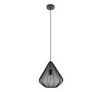 Eglo Suspension luminaire Dolwen, lampe à susprendre pour table à manger, lustre chambre et salle à manger, abat-jour japonais en tissu et métal noir, douille E27, Ø 33,5 cm