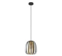 Eglo Suspension luminaire Encinitos, lustre chambre en métal noir et laiton