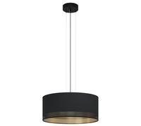 Eglo Suspension luminaire Esteperra, lustre suspendu vintage et rétro | lampe de salon et de salle à manger en acier et textile, noir et doré, douille E27, Ø 53 cm