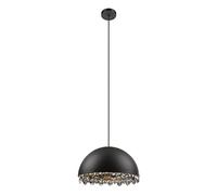 Eglo Suspension luminaire Gaetano 2, plafonnier suspendue élégant pour | salon et salle à manger, lustre chambre, lampe en métal noir et or avec cristaux en verre fumé, douille E27, ∅ 45 cm