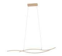 Eglo Suspension luminaire Grisolia, lampe de plafond suspendue au design | incurvé, lustre pour salle à manger et salon, métal et plastique imitation bois, blanc chaud, 140 cm