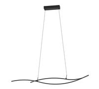 Eglo Suspension luminaire Grisolia, lampe de plafond suspendue au design | incurvé, lustre pour salle à manger et salon, métal et plastique noir, blanc chaud, 140 cm