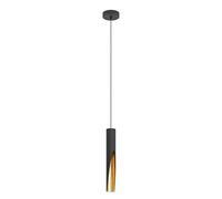 Eglo Suspension luminaire LED Barbotto, lampe de plafond suspendue pour salon et salle à manger, éclairage indirect, métal noir et doré, avec ampoule GU10, blanc chaud