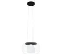Eglo Suspension luminaire LED Briaglia-c, lampe de plafond suspendue | dimmable, lustre salle à manger connecté en métal noir avec boule en verre et cylindre opaque, blanc chaud - froid, RVB