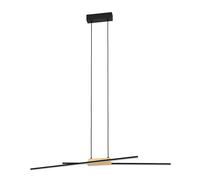 Suspension PANAGRIA LED 2X13W en acier et bois noir et marron 935x75x1100mm