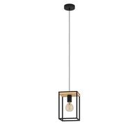 Suspension LIBERTAD E27 1X40W en acier et bois noir et marron 180x180x1100mm