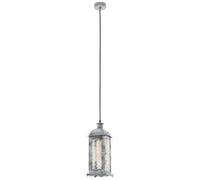 Eglo Suspension luminaire Lisburn 1, lustre lanterne au style vintage pour salon et salle à manger, lampe de plafond suspendue en métal argenté antique, douille E27