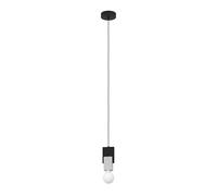 Eglo Suspension luminaire Lobatia, lustre chambre, plafonnier salon ou | salle à manger en terrazzo gris et blanc, bois et métal noir, douille E27