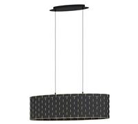 Eglo Suspension luminaire Marasales, lustre chambre élégant à 2 flammes, plafonnier salon ou salle à manger en textile et métal laiton, douille E27, L 78 cm