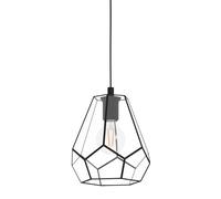 Eglo Suspension luminaire Mardyke, lustre chambre industriel, plafonnier | salon ou salle à manger en verre transparent et métal noir, douille E27