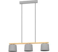 Suspension MARIEL E27 3X40W en acier et bois gris clair et marron 910x190x1100mm