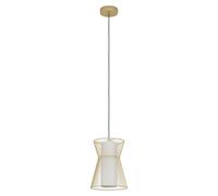 Eglo Suspension luminaire Maseta, lustre chambre en métal doré et verre opale mat, plafonnier salon ou salle à manger, douille E27