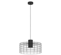 Eglo Suspension luminaire Milligan, lustre chambre industriel, plafonnier salon ou salle à manger en métal noir, blanc, douille E27, Ø 48 cm
