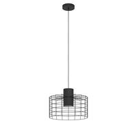 Eglo Suspension luminaire Milligan, lustre chambre industriel, plafonnier salon ou salle à manger en métal noir, blanc, douille E27, Ø 38 cm