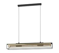 Eglo Suspension luminaire Nohales, lustre rectangulaire à 4 lampes, lampe | de plafond suspendue pour salon et salle à manger, métal noir et laiton, douille E27, 112 cm