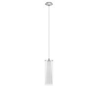 Eglo Suspension luminaire Pinto, lustre suspendu en acier aspect chromé, verre transparent et opale mat, blanc, lampe de salon et de salle à manger, douille E27