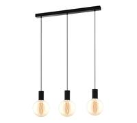 Suspension POZUETA E27 3X40W en acier noir 840x65x1100mm