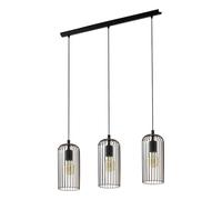 Eglo Suspension luminaire Roccamena à 3 lampes, lustre suspendu vintage et