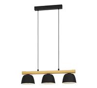 Suspension SHERBURN E27 3X40W en acier et bois noir et marron 770x200x1100mm