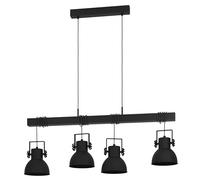 Suspension SHIREBROOK E27 4X40W en acier et bois noir 1000x250x1100mm