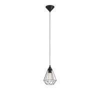 Eglo Suspension Tarbes – vintage rétro, acier et plastique noir, douille E27, Ø17,5 cm