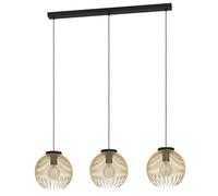 Eglo Suspension luminaire Venezuela, lustre à 3 lampes pour salon et salle | à manger, plafonnier élégant à suspendre en métal noir et doré, lampe de plafond en fil métallique, douille E27