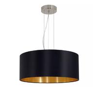 Eglo Suspension MASERLO 3 ampoules E27 Ø53 cm acier et textile nickel mat/noir/or
