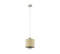 Eglo suspension Mediouna, 1 lampe vintage Boho, acier, verre fumé, osier