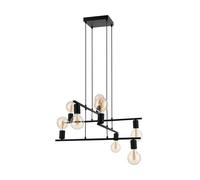 Eglo Suspension Mezzana, lampe suspendue vintage 8 flammes, luminaire