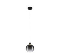 Eglo Suspension Oilella 1 flamme verre fumé métal noir-gris laiton, boule | en verre, douille E27, Ø 19 cm, pour table à manger