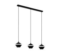 Eglo Suspension Perpigo, lampe suspendue 3 flammes, luminaire en acier