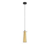Eglo Suspension Pinto Or, lampe suspendue 1 flamme, lampe de salle à manger en métal noir avec verre transparent et doré, douille E27
