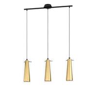 Eglo Suspension Pinto Or, lampe suspendue 3 flammes, lampe de salle à manger en métal noir avec verre transparent et doré, douille E27