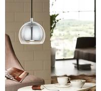 Eglo Suspension Rocamar, lampe suspendue 1 flamme, luminaire en métal chromé et verre clair, lampe de salle à manger, suspension salon avec douille E27