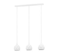 Eglo Suspension Roccaforte, lampe suspendue 3 flammes, luminaire en acier, couleur : blanc, douille : E14