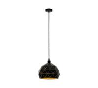 Suspension ROCCAFORTE E27 1X60W en acier noir et or D400mm
