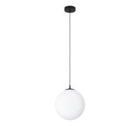 Eglo suspension Rondo, lampe de salle à manger, luminaire plafond en métal argenté avec globe verre opalin mat blanc, ampoule E27, Ø 30 cm