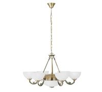 Eglo Suspension Savoy, 8 flammes vintage rustique, métal patiné, verre