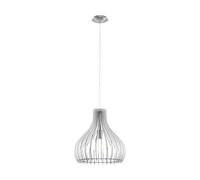 Eglo Suspension Tindori, lampe suspendue vintage 1 flamme, suspension en | acier et bois nickel mat, blanc, lampe pour table à manger, lampe de salon suspendue avec douille E27, Ø 38 cm