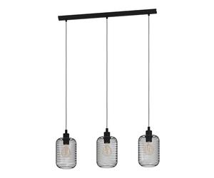 Eglo Suspension Wrington, lampe suspendue 3 flammes vintage, industrielle | rétro, suspension en acier, lampe de table à manger, lampe de salon suspendue noire, douille E27, L 74 cm
