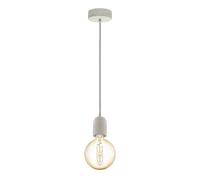 Eglo Suspension Yorth, lampe suspendue vintage 1 flamme, style industriel | suspension en acier gris, câble noir et blanc, lampe pour table à manger, lampe de salon suspendue avec douille E27