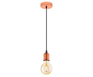 Eglo Suspension Yorth, suspension à une lampe vintage industrielle | luminaire suspendu en acier cuivre, câble noir, lampe de table à manger, lampe de salon suspendue avec douille E27