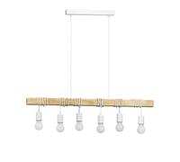 Eglo Suspension Townshend, lampe suspendue vintage à 6 flammes au design industriel, luminaire rétro en acier et bois, couleur : blanc, brun, douille : E27
