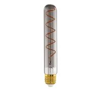 Eglo Tube LED E27 dimmable, ampoule filament vintage spirale, lampe à incandescence en forme de tige, verre fumé, 4 watts, 50 lumens, blanc chaud, 1700 Kelvin, T30, Ø 3 cm