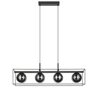 Eglo Vallaspra suspension, luminaire pour table à manger | Plafonnier suspendu acier noir, verre fumé noir transparent, douille E14, luminaire moderne élégant