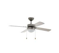 Eglo Ventilateur de plafond Gelsina à 4 pales avec chaîne de traction, avec éclairage et fonctionnement été-hiver, matériau des pales MDF en argent, moteur AC, Ø 106,6cm