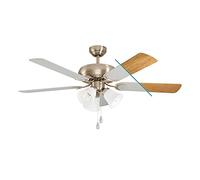 Eglo ventilateur de plafond LAS PALMAS, ventilateur à 5 pales avec lumière, chaîne de tirage, pales réversibles en bois laminé blanc ou argenté, boîtier en acier nickelé mat, moteur AC, Ø 132cm