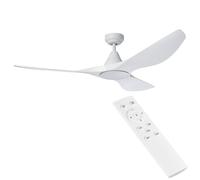 EGLO Ventilateur de plafond Portsea, 3 pales avec éclairage et | télécommande, mode été-hiver, changement de couleur blanc froid-chaud, plastique blanc mat, moteur DC, silencieux, Ø 132 cm