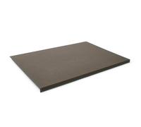 Eglooh - Calliope Deluxe - Sous main Bureau en Cuir Gris Taupe cm 90x60 - Coutures Bleu en Contraste, Structure en Acier avec un Profil Antérieur à L, Fond Antidérapant - Made in Italy