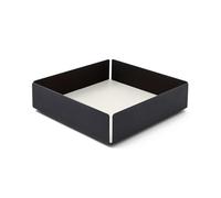 eglooh - Dafne - Vide Poche avec Structure en Acier Noir Mat - Fond Interne en Cuir Véritable Blanc - Organiseur de Bureau, Plateau de Rangement cm 14,5 x 14,5 x H.4 - Made in Italy